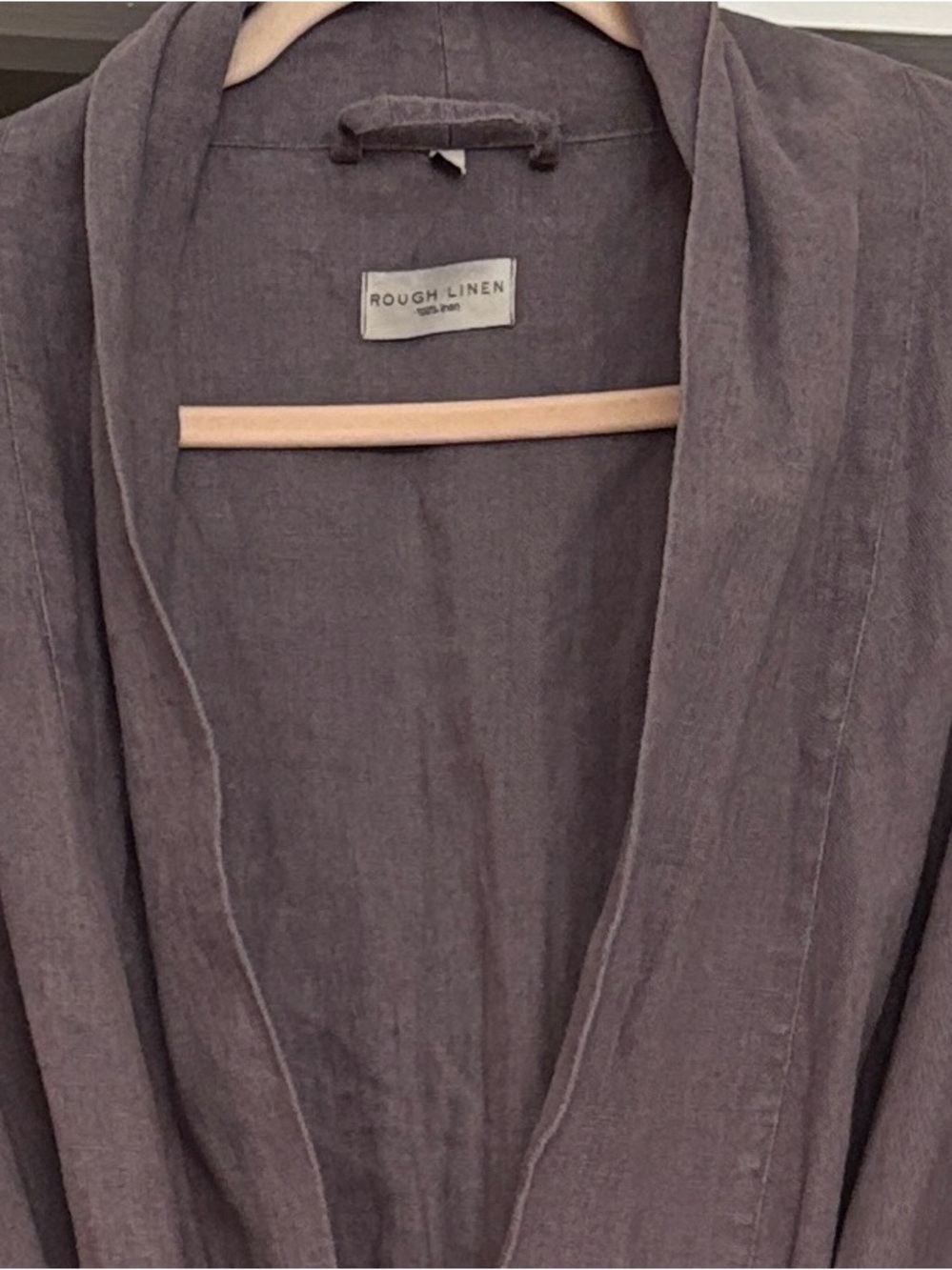Rough Linen Robe 100% Linen Flax Gray Unisex Large - Picture 6 of 10